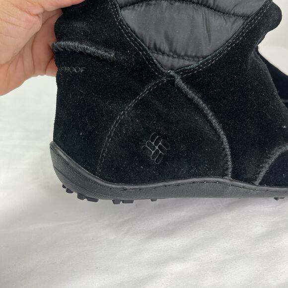 Columbia Winter Boots style 1559-010 black suede quilted mid-calf insulated 9.5 - Picture 2 of 10